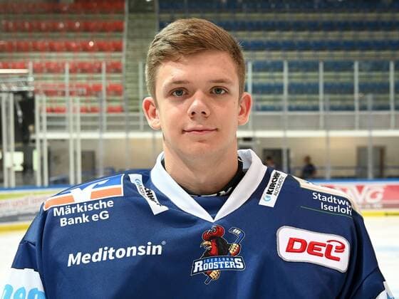 Iserlohn, Germany, 06 08 2019, season 2019 2020, DEL, Iserlohn Roosters, team photo and player portraits, goalkeeper Jonas Neffin Iserlohn watching Iserlohn North Rhine Westphalia Germany eu images 09 521 023871 eu-images-521