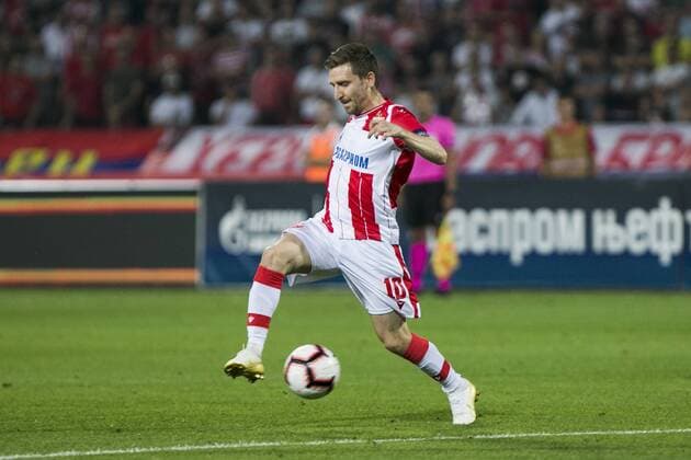 Sport Bilder des Tages 6th August 2019; Rajko Mitic Stadium, Belgrade, Serbia; UEFA Champions League Qualifying Third Leg First Round Red Star Belgrade versus FC Copenhagen; Marin of Red Star Belgrade controls the ball - Editorial Use  ActionPlus12158427 NikolaxKrstic
