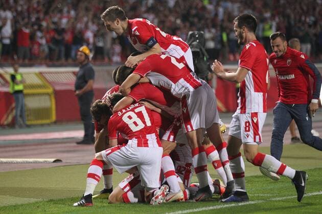 PLAYERS of Crvena zvezda during UEFA Champions league qualification match againt Copenhagen at Rajko Mitic stadium, Belgrad 06.08.2019. MarkoxMetlas 