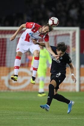 NEMANJA MILUNOVIC of Crvena zvezda during UEFA Champions league qualification match against JONAS WIND of Copenhagen at Rajko Mitic stadium, Belgrad 06.08.2019. MarkoxMetlas 