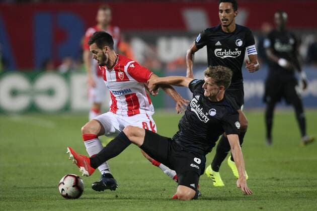 MIRKO IVANIC of Crvena zvezda during UEFA Champions league qualification match against JENS STAGE of Copenhagen at Rajko Mitic stadium, Belgrad 06.08.2019. MarkoxMetlas 