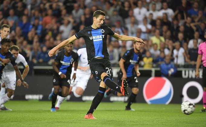 Hans Vanaken midfielder of Club Brugge scoring on penalty kick FOOTBALL : Club Bruges and FC Dynamo Kiev - Qualification - Ligue des Champions - 06 08 2019 PhotoNews Panoramic 