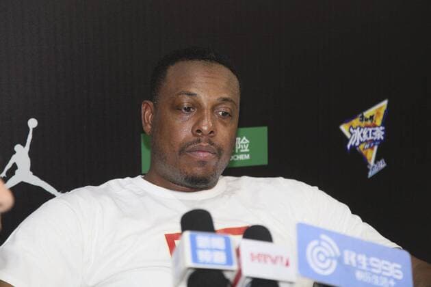 Retired American basketball player Paul Pierce attends the NBA, Basketball Herren, USA 5v5 2019 in Hangzhou city, east China s Zhejiang province, 3 August 2019. Paul Pierce wows fans to heat NBA 5v5 2019 in Hangzhou  bjl13655570