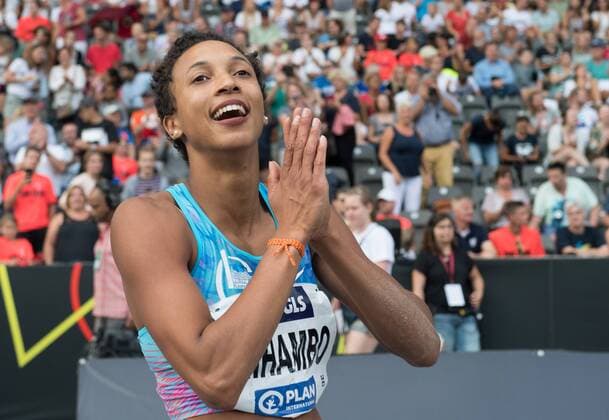 Winner Malaika Mihambo LG Kurpfalz jumps in the last attempt 7m16 2 competition day womens long jump final on 04 08 2019 German Athletics Championship 2019 at the Olympic Stadium in Berlin, Germany,