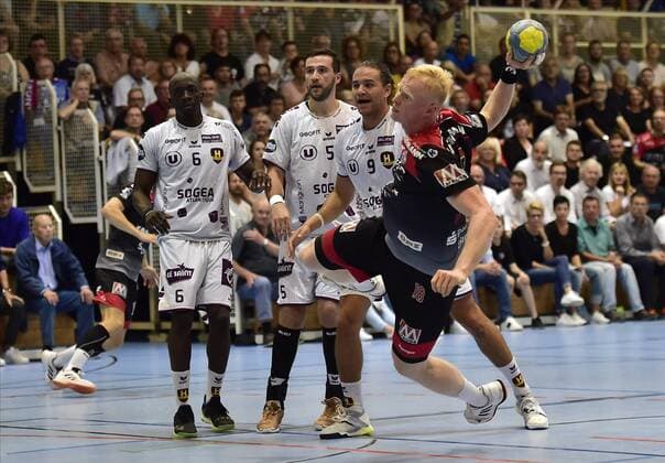 07 08 2019 Handball 2 Erlangen Champions Day Season 2019 2020 HC Erlangen Metropolregion Nürnberg HCE HBC Nantes OGo Oliver Nyokas 6, HBC Nantes Senjamin Buric 5, HBC Nantes Sebastian Augustinussen 9, HBC Nantes Sebastian Firnhaber 18, HC Erlangen HCE