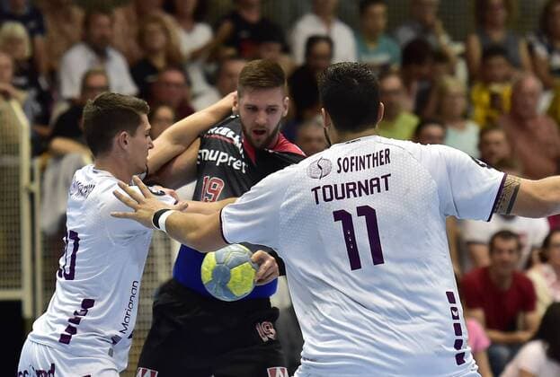 07 08 2019 Handball 2 Erlangen Champions Day Season 2019 2020 HC Erlangen Metropolitan Region Nuremberg HCE HBC Nantes OGo Minne Aymeric 20, HBC Nantes Sime Ivic 19, HC Erlangen HCE Nicolas Tournat 11, HBC Nantes