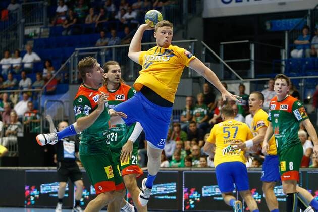 07 08 2019, xtgx, handball test game, SC Magdeburg RK Celje emspor, v l Kristian Horzen Celje scores goal, goal scorer, scores, scores the goal Haldensleben scores goal, goal scorer, goal scorer, goal scorer, goal scorer, goal scorer, goal scorer, goal scorer, goal scorer