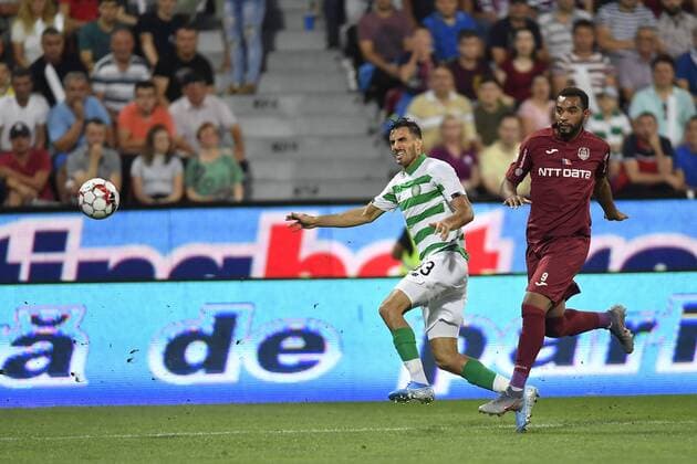 CLUJ-NAPOCA, ROMANIA: CFR CLUJ 1907 - CELTIC FC Celtic FC s Hatem Elhamed in action against Billel Omrani of CFR Cluj during CFR Cluj 1907 vs Celtic FC, in UEFA Champions League 2019 2020, Third Qualifying Round, Dr. Constantin Radulescu Stadium, Cluj-Napoca, Romania, 07 August 2019 Copyright: xALEXxNICODIMx