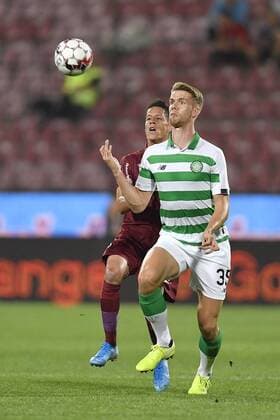 CLUJ-NAPOCA, ROMANIA: CFR CLUJ 1907 - CELTIC FC Celtic FC s Kristoffer Ajer in action against Luis Miguel Coimbra Aurelio of CFR Cluj during CFR Cluj 1907 vs Celtic FC, in UEFA Champions League 2019 2020, Third Qualifying Round, Dr. Constantin Radulescu Stadium, Cluj-Napoca, Romania, 07 August 2019 Copyright: xALEXxNICODIMx