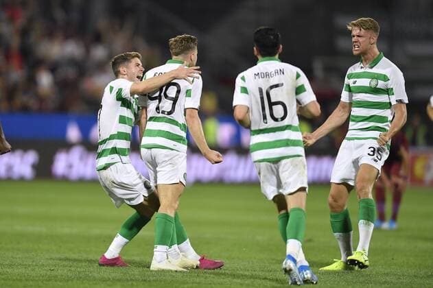 CLUJ-NAPOCA, ROMANIA: CFR CLUJ 1907 - CELTIC FC James Forrest of Celtic FC scores and celebrates during CFR Cluj 1907 vs Celtic FC, in UEFA Champions League 2019 2020, Third Qualifying Round, Dr. Constantin Radulescu Stadium, Cluj-Napoca, Romania, 07 August 2019 Copyright: xALEXxNICODIMx