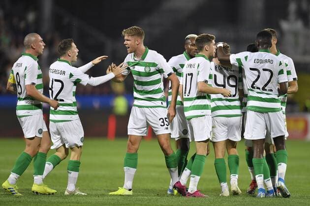 CLUJ-NAPOCA, ROMANIA: CFR CLUJ 1907 - CELTIC FC James Forrest of Celtic FC scores and celebrates during CFR Cluj 1907 vs Celtic FC, in UEFA Champions League 2019 2020, Third Qualifying Round, Dr. Constantin Radulescu Stadium, Cluj-Napoca, Romania, 07 August 2019 Copyright: xALEXxNICODIMx