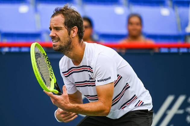 MONTREAL, QC - AUGUST 07: Richard GAsquet (FRA) waits for service during the ATP, Tennis Herren Coupe Rogers first round match on August 7, 2019 at IGA Stadium in Montreal, QC (Photo by David Kirouac Icon Sportswire) TENNIS: AUG 07 Coupe Rogers Icon190807017