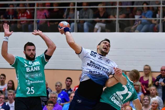 SG Flensburg Handewitt vs Skjern Handbold, Handball, Nospa Cup, Bundesliga, 07 08 19 Michal Jurecki SG Flensburg Handewitt, 55 , Rene Rasmussen Skjern Handbold, 21 , Eivind Tangen Skjern Handbold, 25 Copyright: xBEAUTIFULxSPORTS MarioxM.xKobergx
