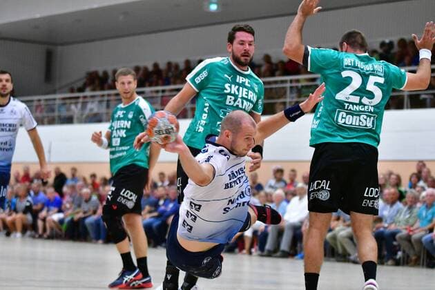 SG Flensburg Handewitt vs Skjern Handbold, Handball, Nospa Cup, Bundesliga, 07 08 19 Simon Hald SG Flensburg Handewitt, 05 , Eivind Tangen Skjern Handbold, 25 , Jonathan Stenbaecken Skjern Handbold, 11 Copyright: xBEAUTIFULxSPORTS MarioxM.xKobergx
