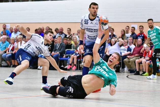 SG Flensburg Handewitt vs Skjern Handbold, Handball, Nospa Cup, Bundesliga, 07 08 19 Jonas Tidemand Skjern Handbold, 06 , Michal Jurecki SG Flensburg Handewitt, 55 , Johannes Golla SG Flensburg Handewitt, 04 Copyright: xBEAUTIFULxSPORTS MarioxM.xKobergx