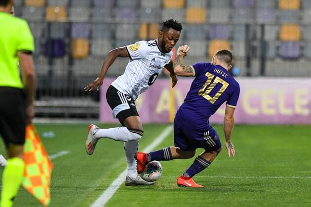 August 7, 2019, Maribor, Slovenia: Samuel Adegbenro of Rosenborg and Dino Hotic of Maribor in action during the 1st Leg Football match between NK Maribor (SLO) and Rosenborg BK (NOR) in Third qualifying round of UEFA Champions League..Final Score: NK Maribor 1-3 Rosenborg BK NK Maribor vs Rosenborg BK in Maribor, Slovenia - 7 AUG 2019 - ZUMAs197 20190807_zaa_s197_117 Copyright: xMilosxVujinovicx