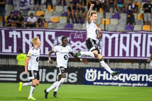 Sport Bilder des Tages August 7, 2019, Maribor, Slovenia: Alexander Soderlund of Rosenborg celebrates first goal of his team during the 1st Leg Football match between NK Maribor (SLO) and Rosenborg BK (NOR) in Third qualifying round of UEFA Champions League..Final Score: NK Maribor 1-3 Rosenborg BK NK Maribor vs Rosenborg BK in Maribor, Slovenia - 7 AUG 2019 - ZUMAs197 20190807_zaa_s197_125 Copyright: xMilosxVujinovicx