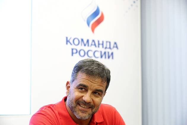MOSCOW, RUSSIA - AUGUST 9, 2019: Ambros Martin, new head coach of the Russian women s national handball team, holds a briefing at the offices of the Russian Olympic Committee (ROC). Sergei Bobylev TASS  TS0B5EDF