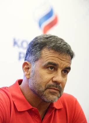 MOSCOW, RUSSIA - AUGUST 9, 2019: Ambros Martin, new head coach of the Russian women s national handball team, holds a briefing at the offices of the Russian Olympic Committee (ROC). Sergei Bobylev TASS  TS0B5F13