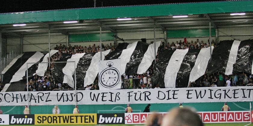 09 08 2019, xmohx, Soccer DFB Cup 1 Round, SV Sandhausen Borussia Mönchengladbach emspor, v l The fans of SV Sandhausen with a choreography DFL DFB REGULATIONS PROHIBIT ANY USE OF PHOTOGRAPHS as IMAGE SEQUENCES and or QUASI VIDEO Sandhausen