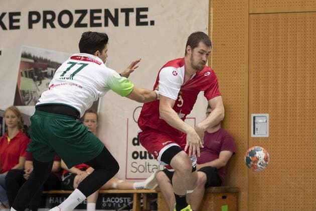 HSG Wetzlar vs. National Team Russia, 11 International Heide Cup 2019, Schneverdingen 10 08 19 Dimitrii Santalov Russian National Team, 03 vs. Stefan Cavor HSG Wetzlar, 77 Copyright: xBEAUTIFULxSPORTS MarioxM.xKobergx