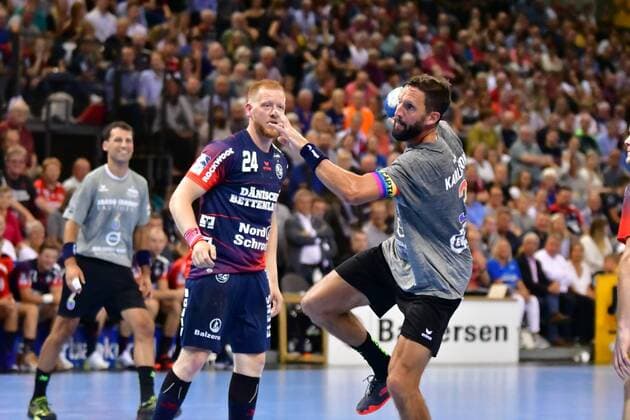 SG Flensburg Handewitt vs. Tobias Karlsson AllStar Team, Jacob Cement Cup 2019, Flensburg 10 08 19 Tobias Karlsson AllStar Team, 03 , Jim Gottfridsson SG Flensburg Handewitt, 24 Copyright: xBEAUTIFULxSPORTS MarioxM.xKobergx