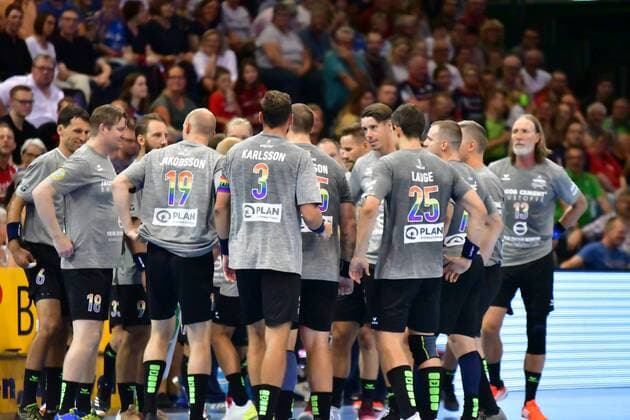 SG Flensburg Handewitt vs. Tobias Karlsson AllStar Team, Jacob Cement Cup 2019, Flensburg 10 08 19 Time-out AllStar Team Copyright: xBEAUTIFULxSPORTS MarioxM.xKobergx