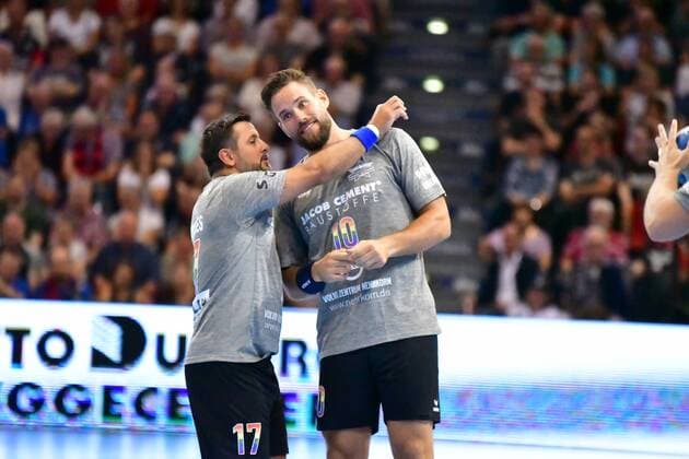 SG Flensburg Handewitt vs. Tobias Karlsson AllStar Team, Jacob Cement Cup 2019, Flensburg 10 08 19 Ljubomir Vranjes Tobias Karlsson AllStar Team, 17 , Thomas Mogensen Tobias Karlsson AllStar Team, 10 Copyright: xBEAUTIFULxSPORTS MarioxM.xKobergx