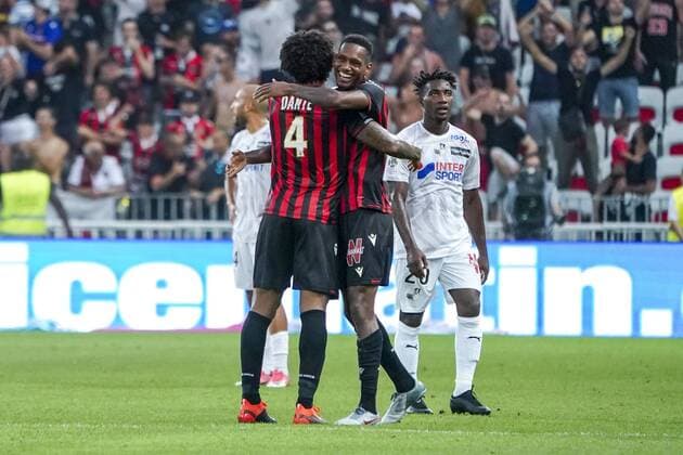 but - joie - Christophe Herelle (OGC Nice) - Dante (OGC Nice) FOOTBALL : OGC Nice vs Amiens SC - Nice - 10 08 2019 NorbertScanella PanoramiC 