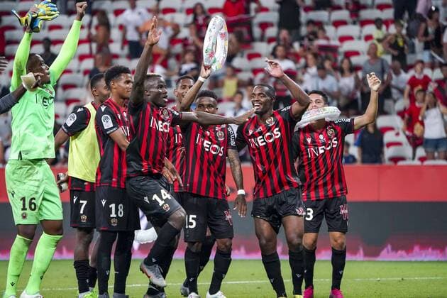 Fin de match - Joie equipe de Nice FOOTBALL : OGC Nice vs Amiens SC - Nice - 10 08 2019 NorbertScanella PanoramiC 