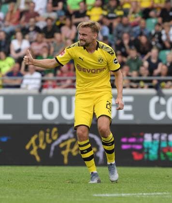 10.08.2019, Fussball GER, Saison 2019 2020, 1. Bundesliga, Testspiel, SC Preussen Muenster - Borussia Dortmund 0:4, Marcel Schmelzer (Borussia Dortmund) *** 10 08 2019, Football GER, Season 2019 2020, 1 Bundesliga, Test match, SC Prussia Muenster Borussia Dortmund 0 4, Marcel Schmelzer Borussia Dortmund Team2
