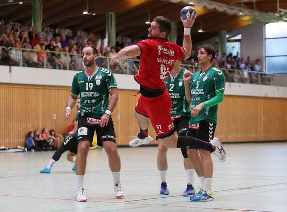 BAU 10 08 2019 Bönnigheim Handball Wacker Thun vs. SG BBM Bietigheim, Jonathan Fischer BBM, on the ball