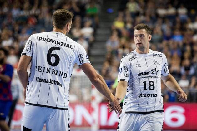 Heroes of Handball 2019 THW Kiel FC Barcelona Harald Reinkind 6, THW Kiel , Niclas Ekberg 18, THW Kiel Heroes of Handball 2019 THW Kiel FC Barcelona Koeln, Lanxessarena Copyright: xBEAUTIFULxSPORTS Wunderlx