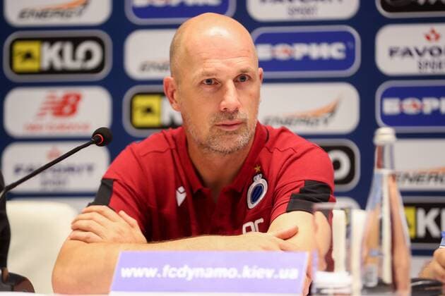Fußball, CL-Quali, FC Brügge Pressekonferenz Club Brugge s head coach Philippe Clement pictured during a press conference, PK, Pressekonferenz of Belgian soccer team Club Brugge, Monday 12 August 2019 in Kyiv, Ukraine, in preparation of Tomorrow s return match against Ukrainian club Dynamo Kyiv in the third qualifying round of the UEFA Champions League. BRUNOxFAHY  x05642526x