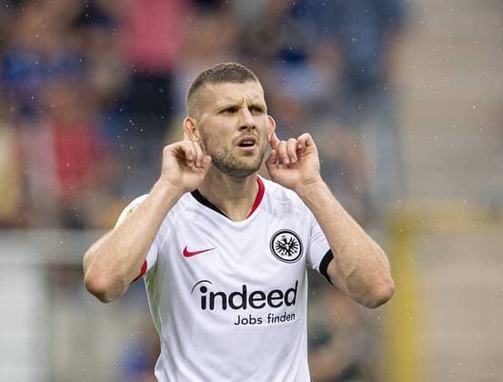 Cheered goal scorers Ante REBIC F after his goal to 3 5, gestures, gesture, can not hear football DFB Cup, 1 round, Waldhof Mannheim MA Eintracht Frankfurt F , on 11 08 2019 in Mannheim Germany DFL regulations prohibit any use of photographs as image sequences and or quasi video Â