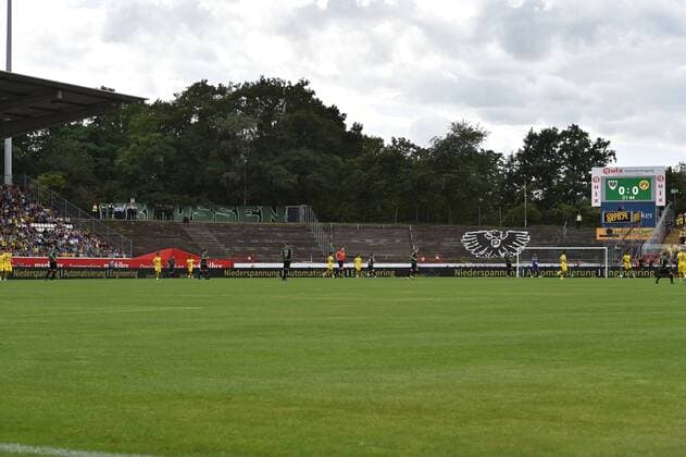 10 08 2019, soccer GER, season 2019 2020, 1 Bundesliga, test match, SC Preussen Muenster Borussia Dortmund 0 4, empty standing tribunes in Prussia stadium Team2