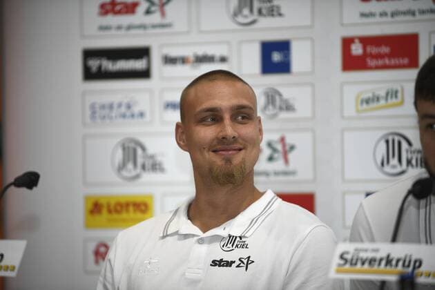 Dario Quenstedt THW Kiel , Handball, Men, THW Kiel, Bundesliga, Press conference, 13 08 19 Kiel Showroom Süverkrup Schleswig Holstein Germany