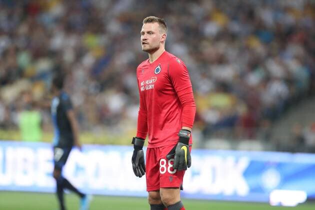 Club s goalkeeper Simon Mignolet looks dejected during a soccer game between Ukrainian club Dynamo Kyiv and Belgian team Club Brugge KV, Tuesday 13 August 2019 in Kyiv, Ukraine, the return match in the third qualifying round of the UEFA Champions League. Club won the first leg 1-0. BRUNOxFAHY  x05642850x