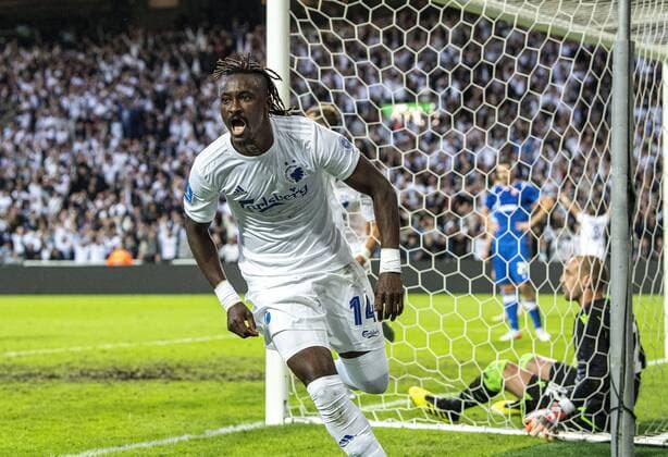 Dame N Doye 14, FC Copenhagen, cheers for 1 1 during the Champions League qualifier between FC Koebenhavn and Roede Stjerne i Parken on Tuesday, August 13, 2019, Copenhagen Denmark,  Copyright: AndersxKjaerbyex-xRitzauxScanpix AndersxKjaerbyex COP101 spdk20190813-205345-L