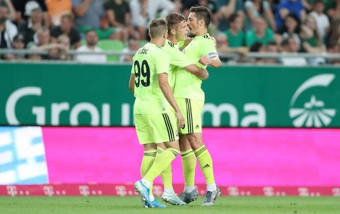 UEFA Champions League - Third qualifying round, 2nd leg - Ferencvarosi TC vs GNK Dinamo 13.08.2019., Budapest, Hungary - 2nd leg of Third qualifying round of UEFA Champions League between Ferencvarosi TC and GNK Dinamo at Groupama Arena in Budapest, Hungary. Mislav Orsic, Dani Olmo, Arijan Ademi  SlavkoxMidzor PIXSELL