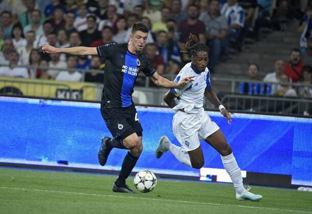 Kyiv - AUGUST 13 : Brandon Mechele defender of Club Brugge and Gerson Rodrigues midfielder of Dynamo Kyiv pictured during UEFA Champions League Third qualifying round, 2st leg match between Club Brugge and FC Dynamo Kiev at Olympic Stadium in Kiev on August 13, 2019 in Kiev , Ukraine, 12 08 2019 FOOTBALL : FC Dynamo Kiev v Club Bruges KV - Champions League - 13 08 2019 PhotoNews Panoramic 