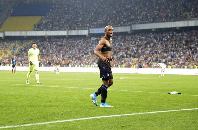 Kyiv - AUGUST 13 : Lois Openda forward of Club Brugge celebrates scoring a goal pictured during UEFA Champions League Third qualifying round, 2st leg match between Club Brugge and FC Dynamo Kiev at Olympic Stadium in Kiev on August 13, 2019 in Kiev , Ukraine, 12 08 2019 FOOTBALL : FC Dynamo Kiev v Club Bruges KV - Champions League - 13 08 2019 PhotoNews Panoramic 