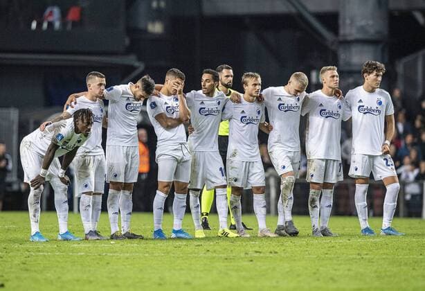 The players from FC Koebenhavn during the penalty shoot-out in the match in the Champions League qualifier between FC Koebenhavn and Roede Stjerne i Parken on Tuesday, August 13, 2019, Copenhagen Denmark,  Copyright: AndersxKjaerbyex-xRitzauxScanpix AndersxKjaerbyex COP101 spdk20190813-231053-L