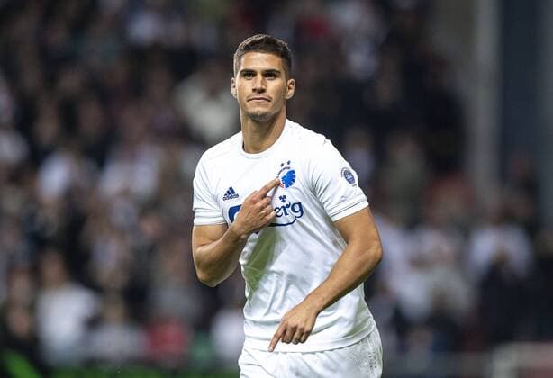 Pieros Sotiriou 9, FC Copenhagen during the match in the Champions League qualifier between FC Copenhagen and Roede Stjerne i Parken Tuesday, August 13, 2019, Copenhagen Denmark,  Copyright: AndersxKjaerbyex-xRitzauxScanpix AndersxKjaerbyex COP101 spdk20190814-000248-L