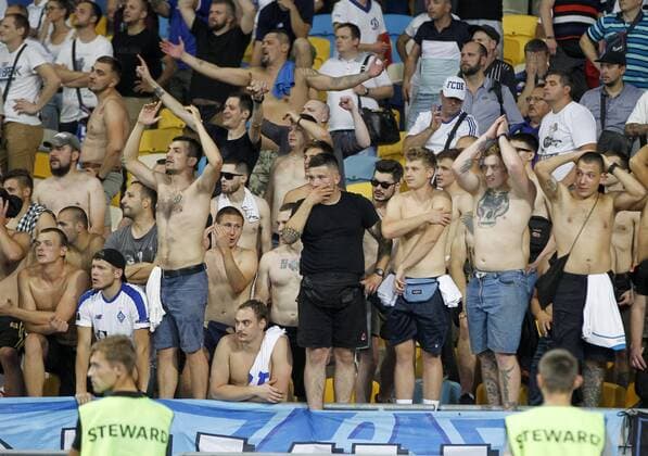August 13, 2019, Kiev, Kiev, Ukraine: Fans of Dynamo Kyiv react during the UEFA Champions League third qualifying round second leg football match between FC Dynamo Kyiv and Club Brugge KV, at the NSC Olimpiyskiy stadium in Kiev, Ukraine. Dynamo Kyiv Vs Club Brugge in Kiev, Ukraine - 13 Aug 2019 - ZUMAs197 20190813_zaa_s197_016 Copyright: xPavloxGoncharx