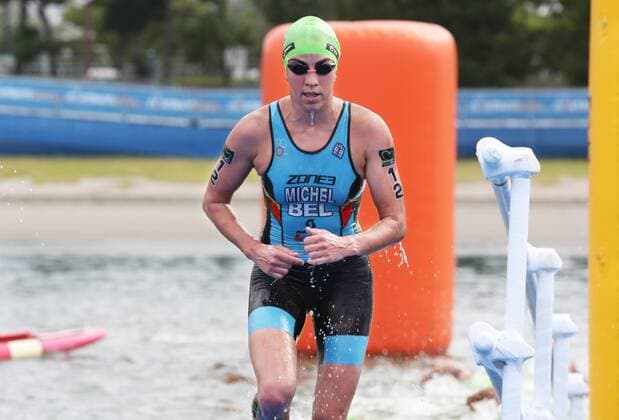 Belgian Claire Michel pictured in action during the women s race of the Tokyo triathlon event, Thursday 15 August 2019 in Japan, serving as a test for the 2020 olympics. THIERRYxDEKETELAERE  x05643443x