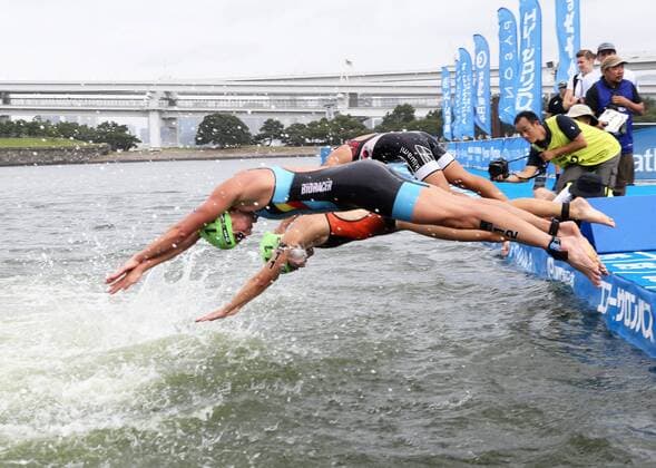 Belgian Claire Michel pictured in action during the women s race of the Tokyo triathlon event, Thursday 15 August 2019 in Japan, serving as a test for the 2020 olympics. THIERRYxDEKETELAERE  x05643446x