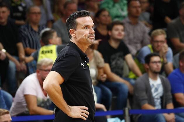 BBL Beko Basketball preparation game in the Oberfrankenhalle for the season 2019 2020 Medi Bayreuth against Nuremberg Falcons BC Medi Bayreuth coach Raoul Korner