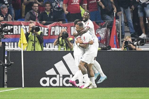 JOIE - 11 MEMPHIS DEPAY (OL) - 09 MOUSSA DEMBELE (OL) FOOTBALL : Lyon vs Angers - Ligue 1 Conforama - 16 08 2019 FEP Panoramic 