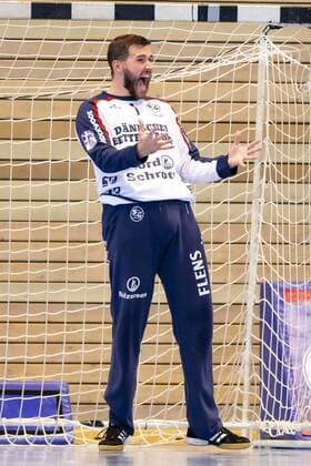 SG Torhueter Benjamin Buric No. 1, SG Flensburg Handewitt is happy to cheer Mecklenburger Stiere vs. SG Flensburg Handewitt, Handball, DHB Cup, 17 08 19 Luebeck Schleswig Holstein Germany Copyright: xAgentur54Gradx xFelixxKoenigx